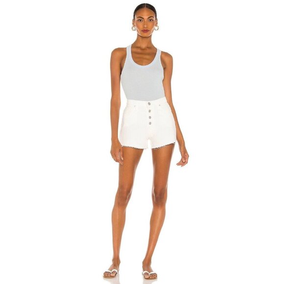 HUDSON Cara White High Rise Button Fly Cut Off Denim Shorts, Size 30 - Picture 1 of 15